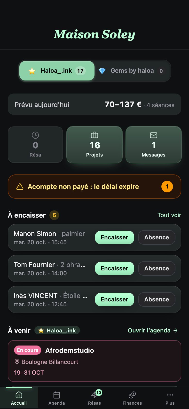 L'accueil du mois, côté pro.